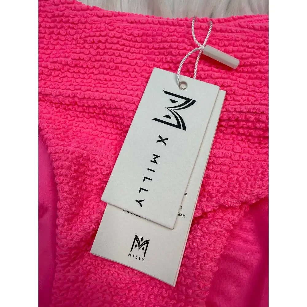 Milly Margot Solid Bandeau Bikini Set Size S Pink NWT REVOLVE Resortwear